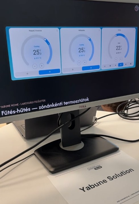 A Yabune Solution standja: zónánkénti termosztát-felület monitoron